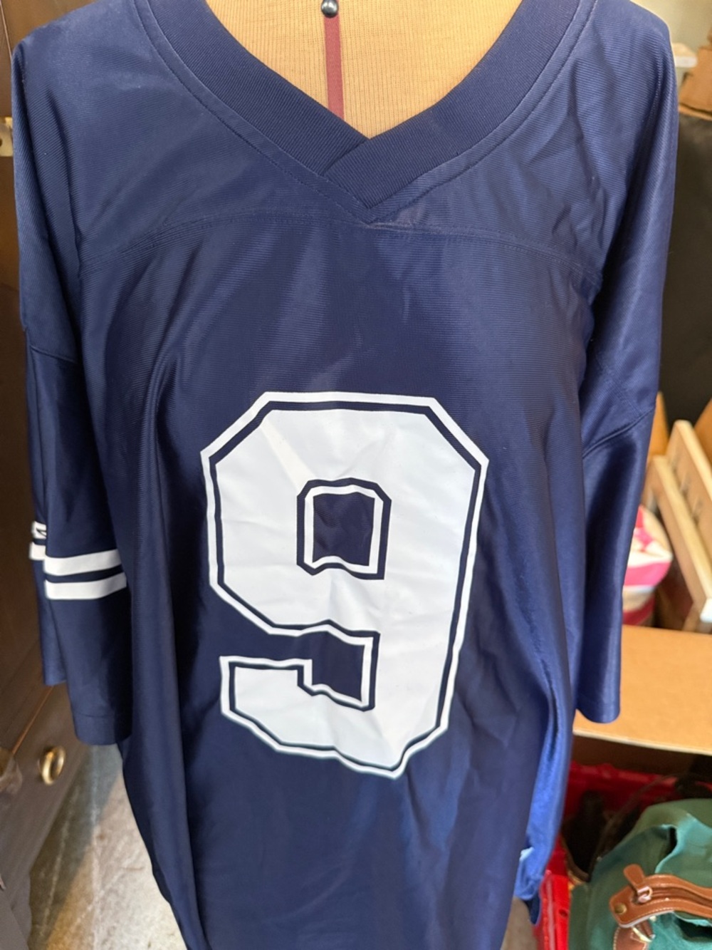 Navy Men's Jersey Shirt with White Number 9